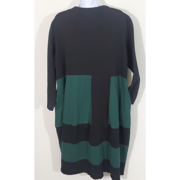 Made In Italy Large Baggy Green Black Colorblock Pockets Long Sleeve Midi Dress - Picture 7 of 9